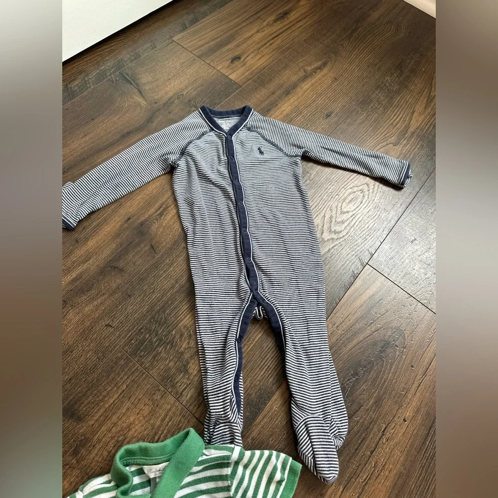 Bundle of Boys Four Ralph Lauren Polo Romper/Footie Size 9 Months